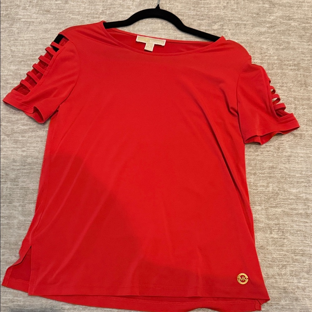 Michael Kors Vibrant Red Short Sleeve Top